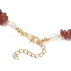 Natural Garnet Chip and Teardrop ABS Imitation Pearl & White Starfish Synthetic Turquoise Beaded Necklaces for Women&nbsp;NJEW-JN05765