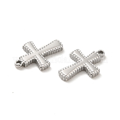 変色しない304ステンレススチールペンダント  クロスチャーム  ステンレス鋼色  18.5x12.5x2.3mm  穴：1.4mm&nbsp;STAS-L025-004P