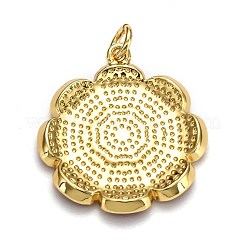 真鍮製エナメルペンダント  長持ちメッキ  丸カン付き  18KGP本金メッキ  花  ミックスカラー  22.5x21.5x2.5mm  穴：3mm&nbsp;KK-B029-10G