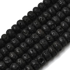 天然溶岩岩ビーズ連売り  ロンデル  6.5~7x4~4.5mm  穴：0.8mm  約89個/連  15.35''（39センチメートル）&nbsp;G-A280-A18-01