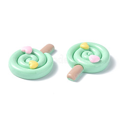 オペーク樹脂カボション  心のロリポップ  淡緑色  34.5x26x8.5mm&nbsp;CRES-P023-03B
