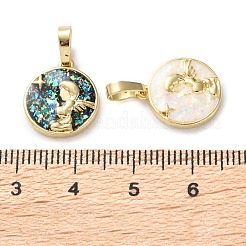 Brass Micro with Sythetic Opal Pendants&nbsp;KK-S048-07G