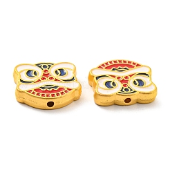 亜鉛合金ビーズ  エナメル  マットゴールドカラー  獅子舞の頭  カラフル  13.5x16x4mm  穴：1.8mm&nbsp;ENAM-D056-01MG-02