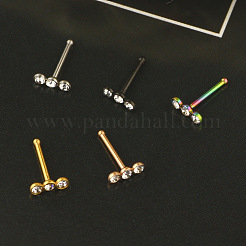 304ステンレススチールクリスタルラインストーン3フラットラウンドノーズボーンリング  虹色  7mm  ピン：0.8mm&nbsp;WGC36FF-05