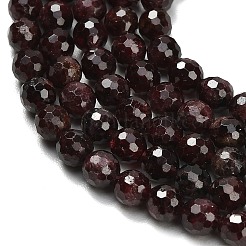 天然石ガーネットビーズ連売り  多面カット  ラウンド  6mm  穴：0.9mm  約63~64個/連  15.16~15.28''（38.5~38.8センチメートル）&nbsp;G-C280-B04-6mm