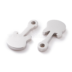 変色しない304ステンレススチールチャーム  レーザー切断  ギター  ステンレス鋼色  14x7x1.5mm  穴：1.4mm&nbsp;STAS-Y002-11P
