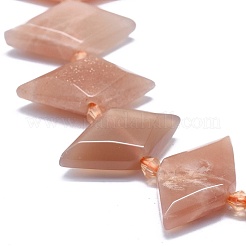 天然石サンストーンビーズ連売り  多面カット  菱形  21~32x10~18x5~7mm  穴：0.6~0.8mm  約20~25個/連  15インチ〜15.7インチ（38~40cm）&nbsp;G-O179-H22