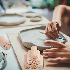 6Pcs 6 Styles Round Wooden Traditional Chinese Moon Cake Molds&nbsp;AJEW-CA0004-23