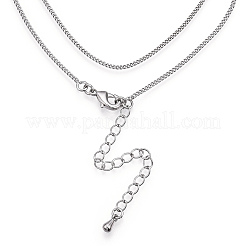 Long-Lasting Plated Brass Curb Chain Necklace for Women&nbsp;NJEW-K112-07P-NF-1