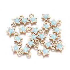 合金エナメルチャーム  スター  ライトゴールド  ライトスカイブルー  9x6.8x1.4mm  穴：1mm&nbsp;PALLOY-TAC0011-29A-02