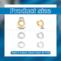 60Pcs 3 Colors Brass Twister Clasps&nbsp;KK-UN0006-10