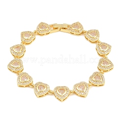 Brass Pave Cubic Zirconia Heart Tennis Bracelets for Women&nbsp;KK-CBA68DA-09G-01