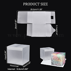 透明なプラスチックの箱  正方形  ホワイト  完成品：10x10x10cm  29.2x20x0.1cm&nbsp;CON-WH0092-09B