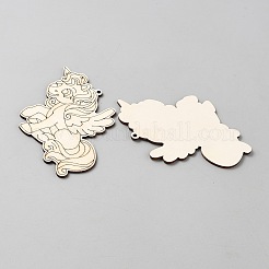 ユニコーンの未完成の木片  子どものペイントクラフト  古いレース  73x94x2.5mm  穴：3mm  10個/セット&nbsp;WOOD-CJC0007-04E