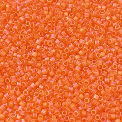 MIYUKIデリカビーズ小  シリンダー  日本製シードビーズ  15/0  （dbs0855)マット透明オレンジab  1.1x1.3mm  穴：0.7mm  約175000個/袋  50 G /袋&nbsp;SEED-X0054-DBS0855