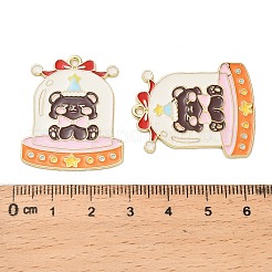 合金エナメルチャーム  ゴールドカラー  クマの模様のガラスシェード  32.5x27x1mm  穴：1.6mm&nbsp;ENAM-G229-02G-01