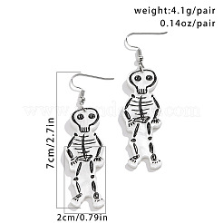 ハロウィーンの漫画アクリルスケルトンダングルイヤリング（女性用）  日常使いのジュエリー  プラチナ  ホワイト  70x20mm&nbsp;QK1762-1