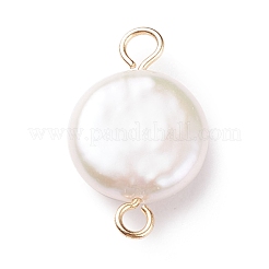 Natural Baroque Pearl Keshi Pearl Connector Charms&nbsp;PALLOY-JF01495-02