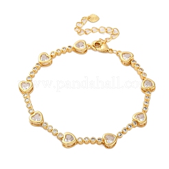Rack Plating Brass Micro Pave Cubic Zirconia Link Bracelets for Women&nbsp;BJEW-C086-02G