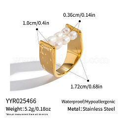 Irregular 304 Stainless Steel with Natural Freshwater Pearl Finger Rings for Women&nbsp;WZ4968