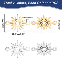 20Pcs 2 Colors 201 Stainless Steel Star Connector Charms&nbsp;STAS-UN0040-99