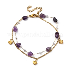Bohemia Style 304 Stainless Steel Cable Chain Multi-strand Bracelets&nbsp;LS-BJEW-Z088-01C-G
