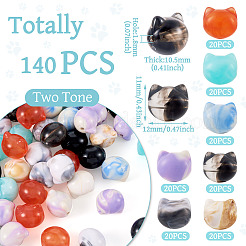 80pcs 4 colors Two Tone Acrylic Beads&nbsp;TACR-TA0001-50B