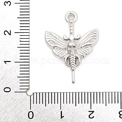 合金ペンダント  スカルチャームが付いた蝶  プラチナ  25x18.5x6mm  穴：1.8mm&nbsp;PALLOY-Q365-02P