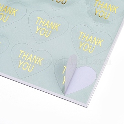 ステッカーありがとう  感謝祭用シール  ラベル貼付絵ステッカー  ギフト包装用  thank you文字のハート  ミディアムアクアマリン  28x32mm&nbsp;DIY-I018-20F