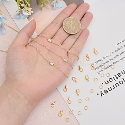 DIY Clear Cubic Zirconia Star Link Chain Bracelet Necklace Making Kit&nbsp;DIY-CA0005-49