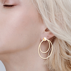 10Pcs Brass Double Ring Dangle Stud Earrings for Women&nbsp;KK-BC0010-49