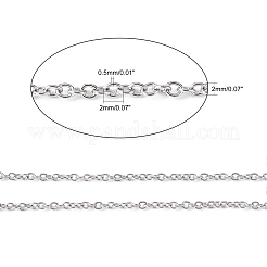 変色しない3.28フィートの304ステンレススチールアズキチェーン  ハンダ付け  オーバル  ステンレス鋼色  2x2x0.5mm&nbsp;X-CHS-R003-0.5mm