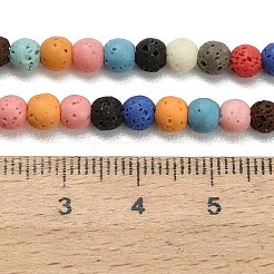 合成溶岩岩ビーズ連売り  染め  スムーズなラウンド  ミックスカラー  5mm  穴：0.7mm  約88個/連  14.96''（38センチメートル）&nbsp;G-A317-B01-01