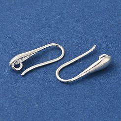 ラックメッキ真鍮製ピアスフック  カドミウムフリー＆鉛フリー  長持ちメッキ  銀  18x4mm  穴：1.6mm  ピン：0.6mm&nbsp;KK-C081-06S
