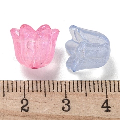 蓄光アクリルビーズ  グリッターパウダー付き  暗闇で光るビーズ  スズラン  ミックスカラー  10x12x11mm  穴：1mm  757個/ 500g&nbsp;OACR-E041-15