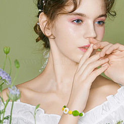 DIYの花と葉のブレスレット作りキット  シリコーンビーズを含む  弾性糸  ミックスカラー  44個/セット&nbsp;DIY-PH0009-33