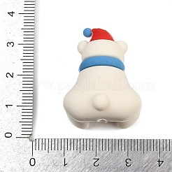 クリスマスシリコーンビーズ  焦点ビーズ  ホワイト  クマ  31x23.5x20mm  穴：2.7mm&nbsp;SIL-K007-02E