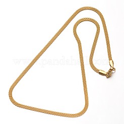 304ステンレススチールリンクバーチェーンネックレス  カニカン付き  ゴールドカラー  17.7インチ（45cm）&nbsp;X-NJEW-O066-32