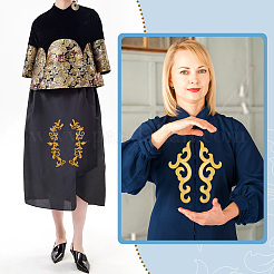 14個 7スタイル 縁起の良い雲 コンピューター刺繍布 アイロン接着/縫い付けパッチ  マスクと衣装のアクセサリー  メタリックアップリケ  ゴールド  48~225x43~310x0.9~1mm  2個/スタイル&nbsp;DIY-GA0006-28