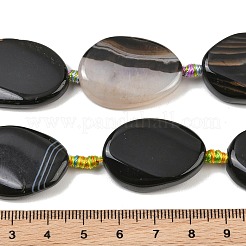 天然石瑪瑙ビーズ連売り  染め  スムーズドロップ  ブラック  30x20~22x6mm  穴：2mm  約11個/連  14.2インチ&nbsp;G-P192-16