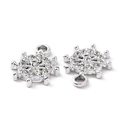 合金クリスタルラインストーンチャーム  舵  プラチナ  15x12x2mm  穴：2mm&nbsp;ALRI-C008-19P