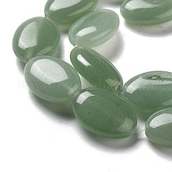 天然石グリーンアベンチュリンビーズ連売り  フラットオーバル  18~18.5x13~13.5x6~6.5mm  穴：1.2mm  約11個/連  7.76インチ（19.7cm）&nbsp;G-P528-M25-01