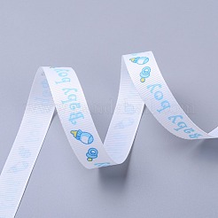 Baby Shower Ornaments Decorations Word Baby Boy Printed Polyester Grosgrain Ribbons&nbsp;OCOR-S023-03
