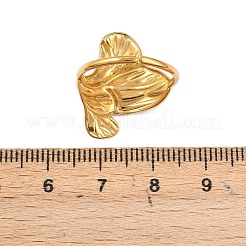 Flower 304 Stainless Steel Cuff Rings for Women&nbsp;LS-RJEW-Z123-01G