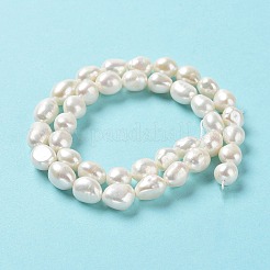 天然養殖淡水パールビーズ連売り  両面研磨  グレード5 A  貝殻色  8~10x8~9x6.5~7.5mm  穴：0.5mm  約37~38個/連  13.39''（34~35センチメートル）&nbsp;PEAR-Z002-20