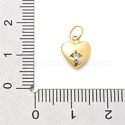 925スターリングシルバーキュービックジルコニアペンダント  ハートチャーム  丸カン付き  ゴールドカラー  10x8.5x3mm&nbsp;STER-Q001-03G-02