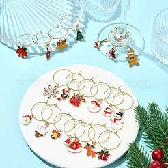 20Pcs 20 Styles Christmas Theme Alloy Enamel Wine Glass Charms&nbsp;HJEW-HS00082