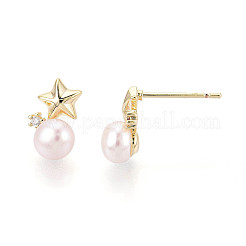 Star Brass Micro Pave Clear Cubic Zirconia Stud Earrings&nbsp;PEAR-N020-WX04
