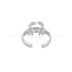 変色しない 304 ステンレススチール 12 星座/星座 女性用オープンカフリング  ステンレス鋼色  蟹座  usサイズ7 3/4(17.9mm)&nbsp;RJEW-S405-156P-D
