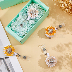 4Pcs 2 Colors Sunflower Resin & Rhinestone Badge Reel&nbsp;DIY-FH0009-73